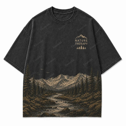 Natur-Therapie-T-Shirt mit Berggrafik