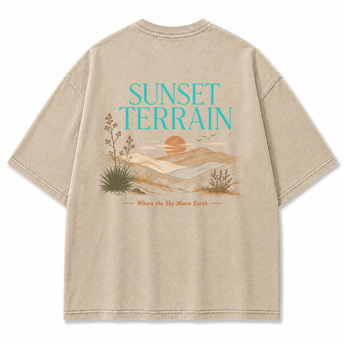 Sunset Terrain Desert Landscape Graphic T-Shirt