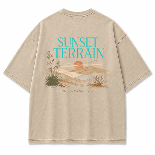 Sunset Terrain Desert Landscape Graphic T-Shirt