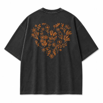 Wildflower Heart Botanical Graphic T-Shirt