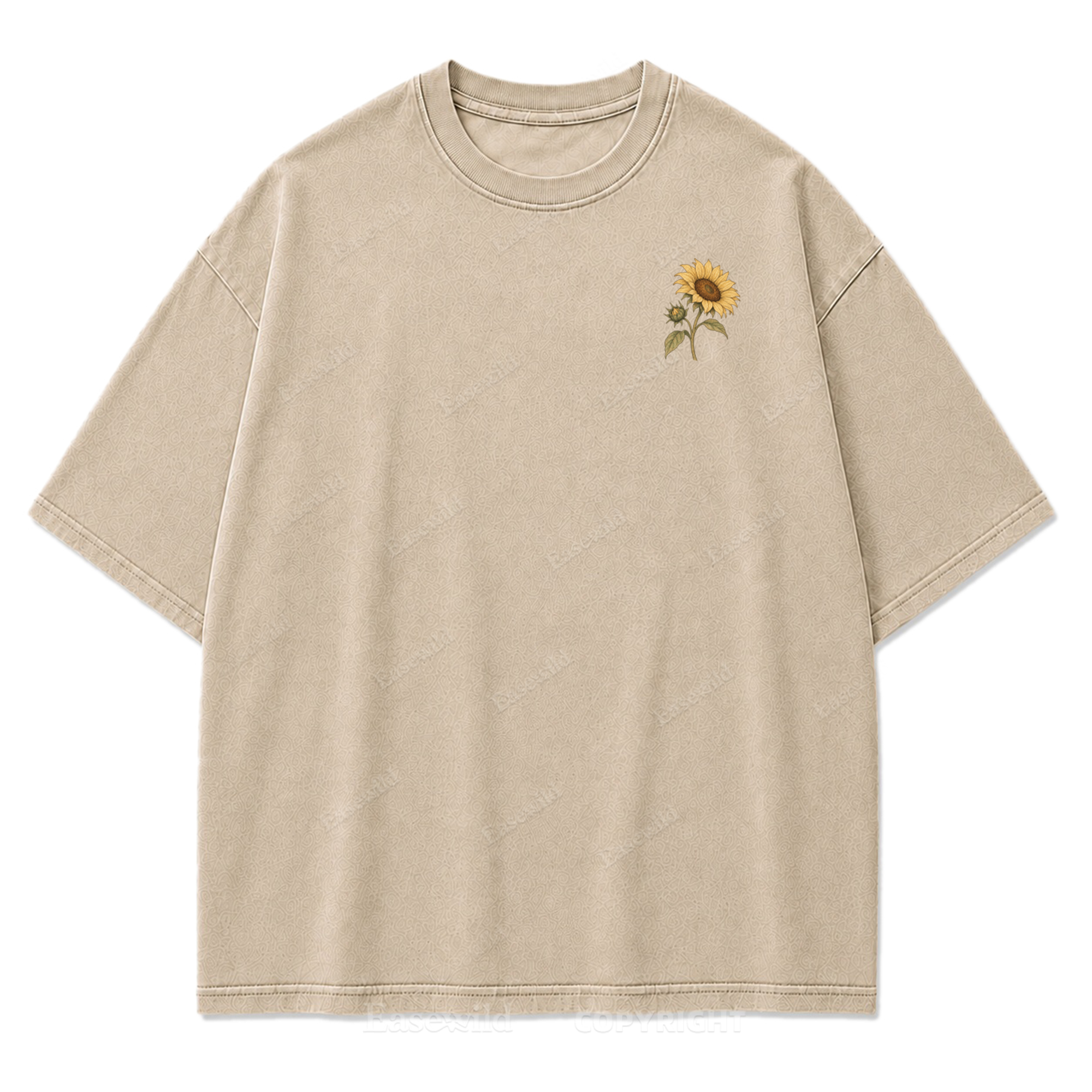 T-Shirt mit gewaschenem „Grow Toward the Light“-Print