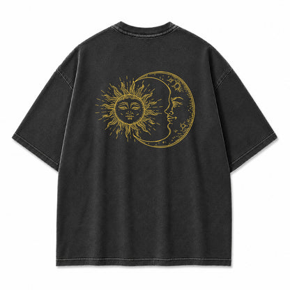 Sun and Moon Eclipse Celestial Graphic T-Shirt