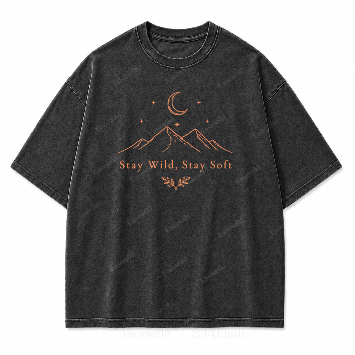 Stay Wild Stay Soft Mountain Moon Washed Print Tee
