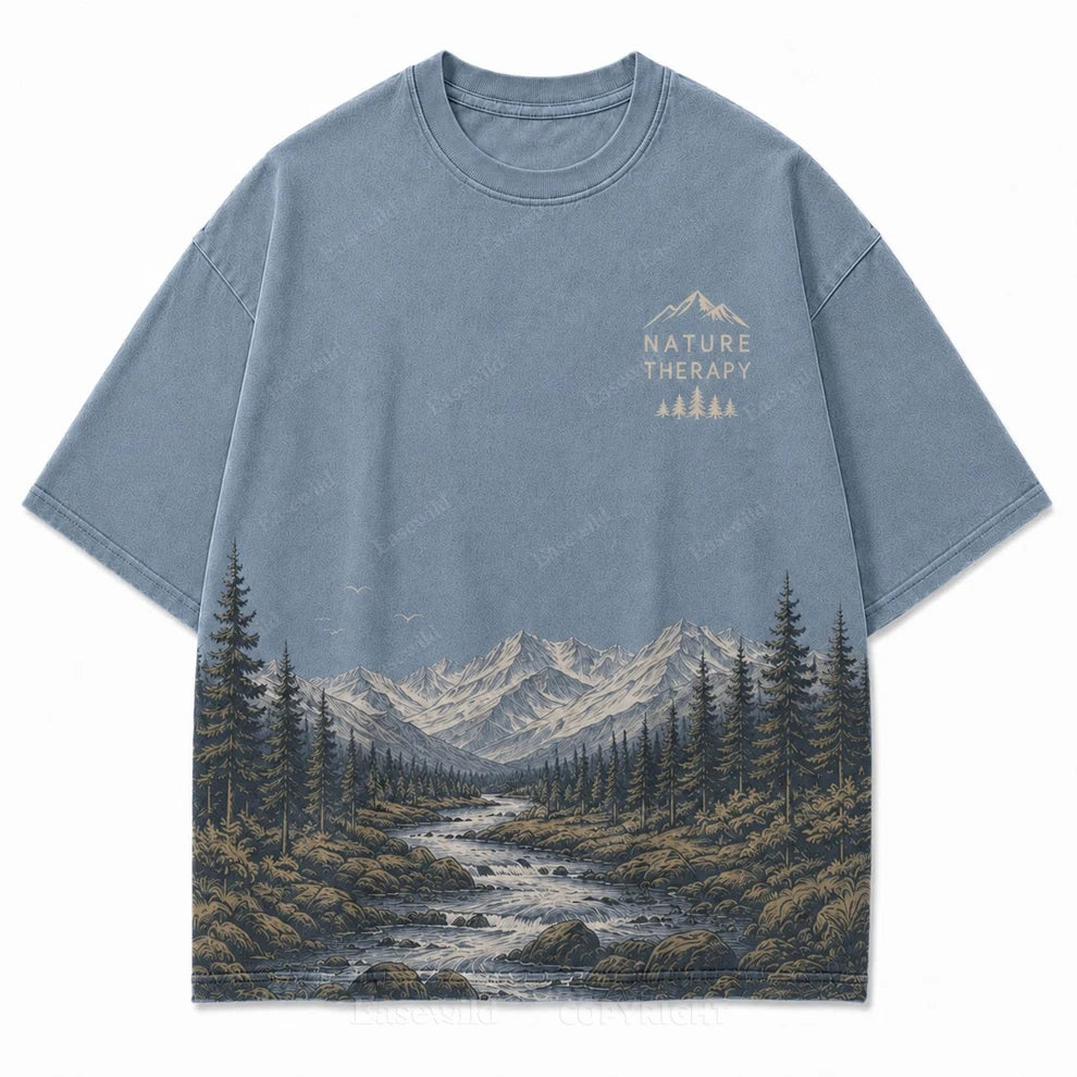 Natur-Therapie-T-Shirt mit Berggrafik