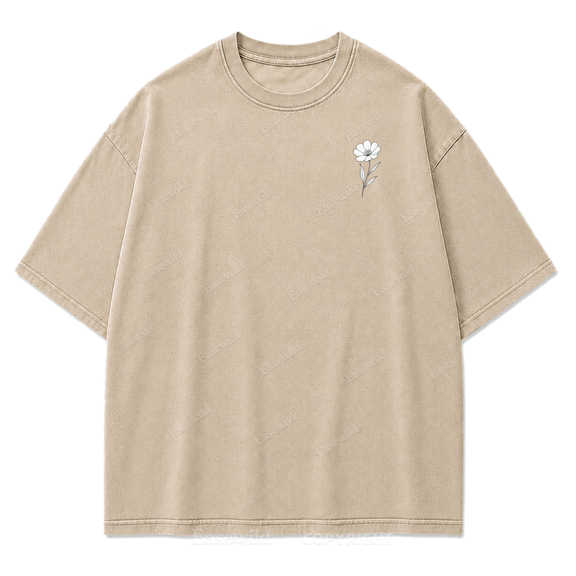 Wild Flower Line Art Washed Print Tee