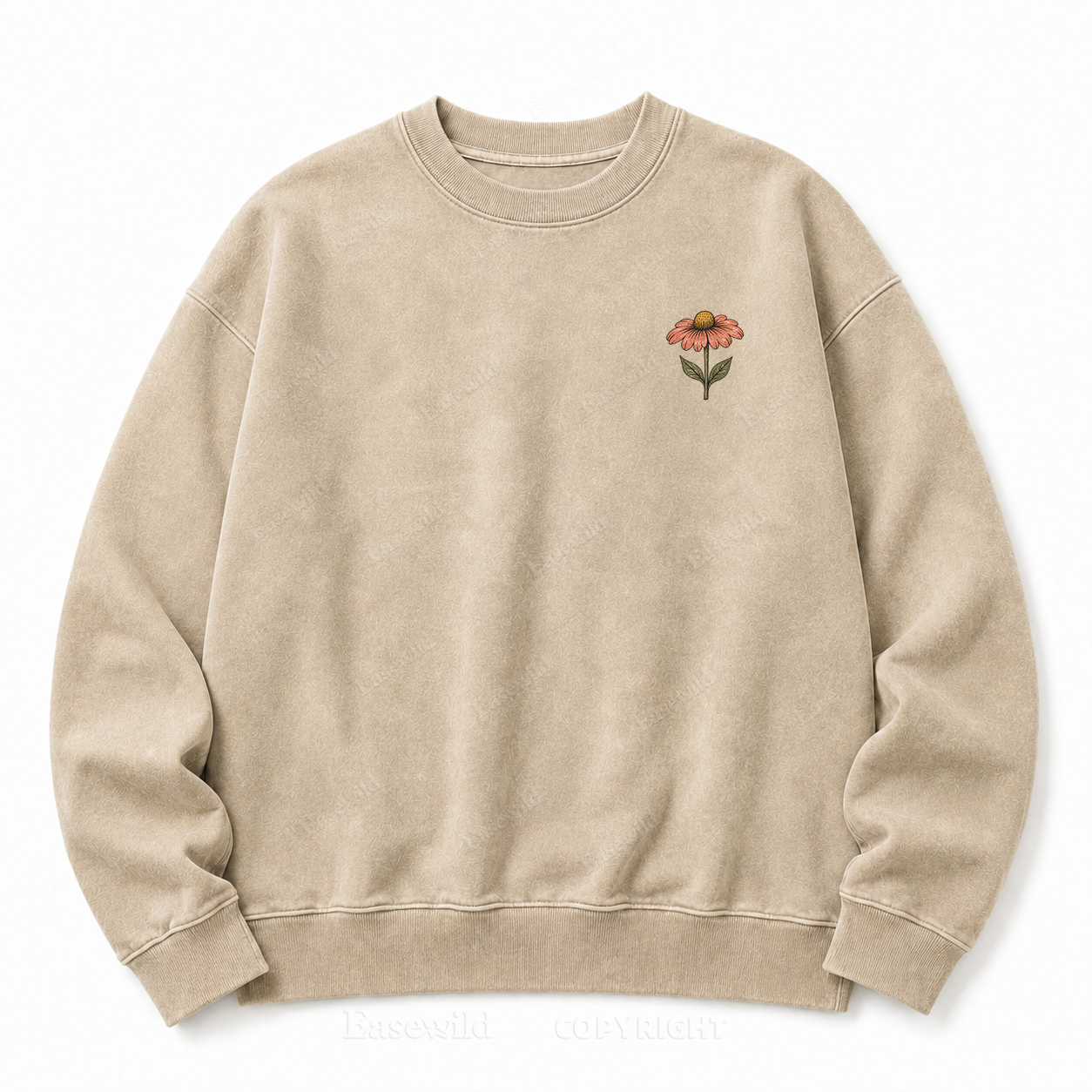 Quiet Authenticity Retro Eye Floral Washed Sweatshirt