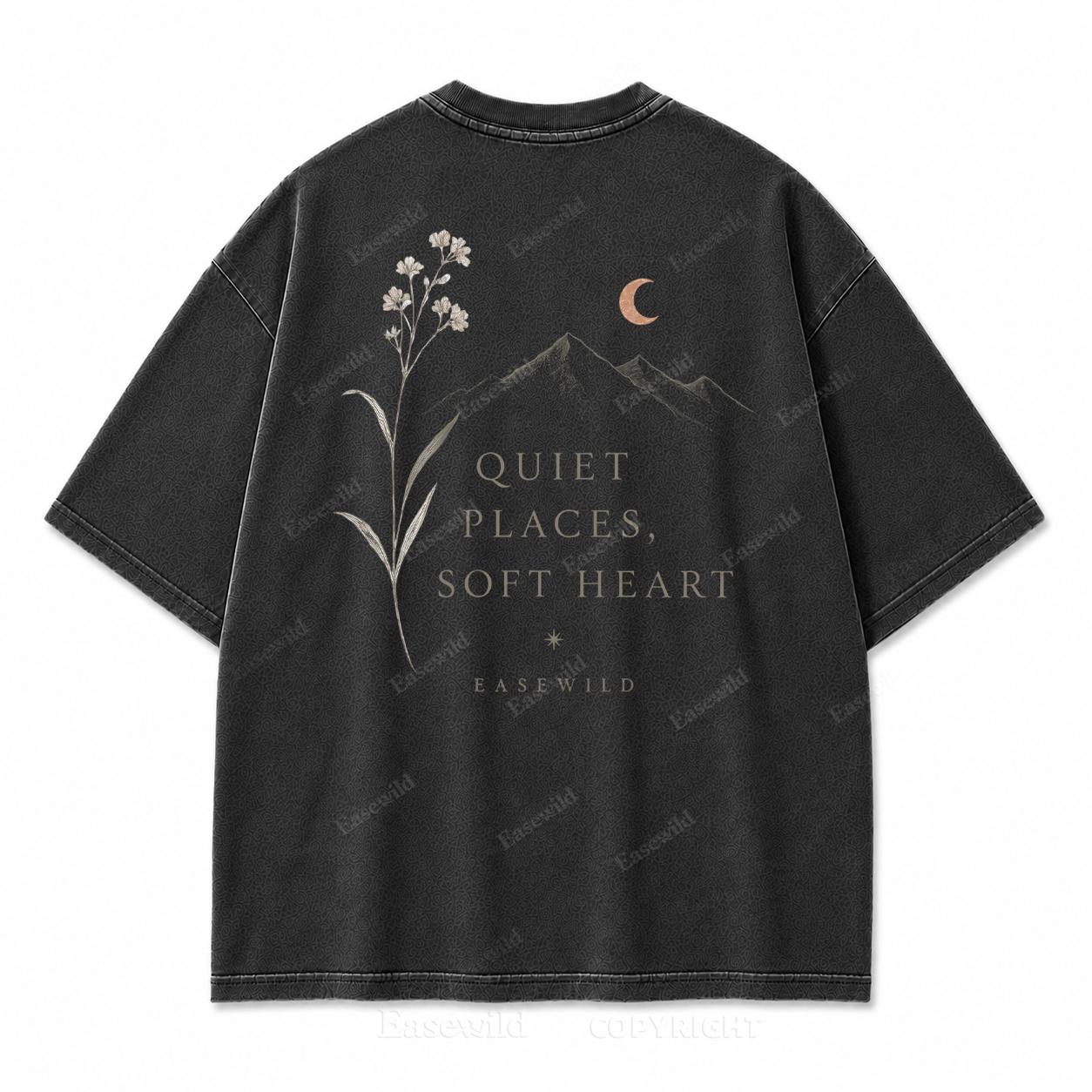 Quiet Places, Soft Heart Washed Back Print Tee