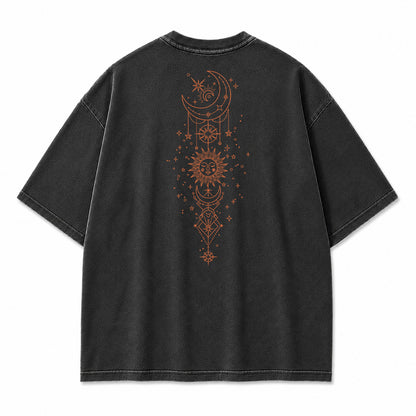Celestial Harmony Sun Moon Graphic T-Shirt