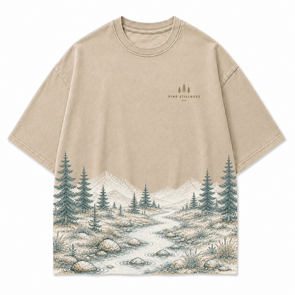 Pine Stillness River Landscape Graphic T-Shirt