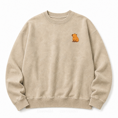 Nothing Urgent Here – Cozy Capybara Washed Sweatshirts