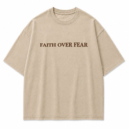 Faith Over Fear Oversized Christian Graphic Tee