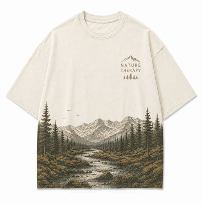Natur-Therapie-T-Shirt mit Berggrafik