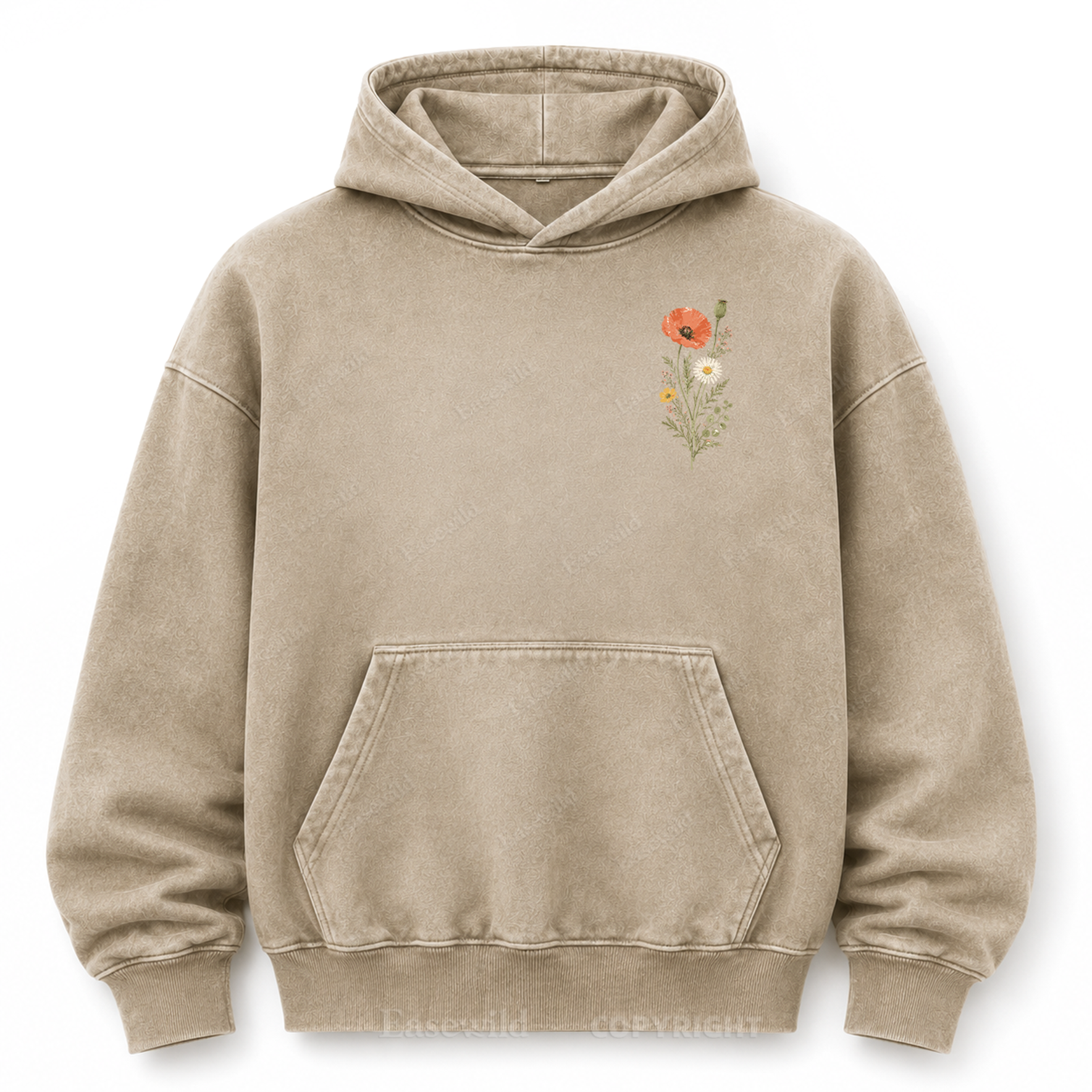 Wild Flower Minimal Floral Washed Graphic Hoodie