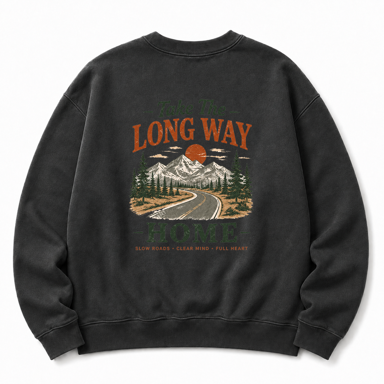 Take The Long Way Home Washed Graphic Sweatshirt