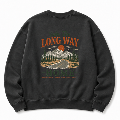 Take The Long Way Home Washed Graphic Sweatshirt