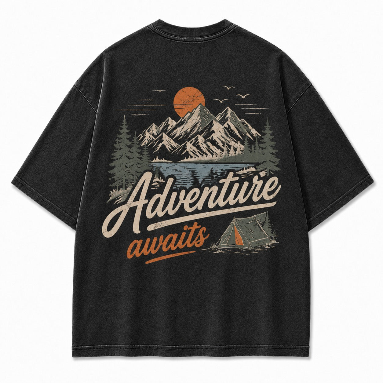 Adventure Awaits Mountain Camp Washed T-Shirt