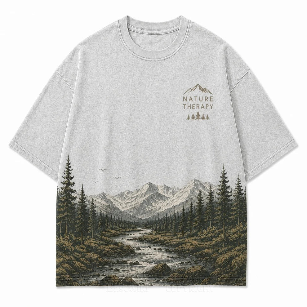 Natur-Therapie-T-Shirt mit Berggrafik