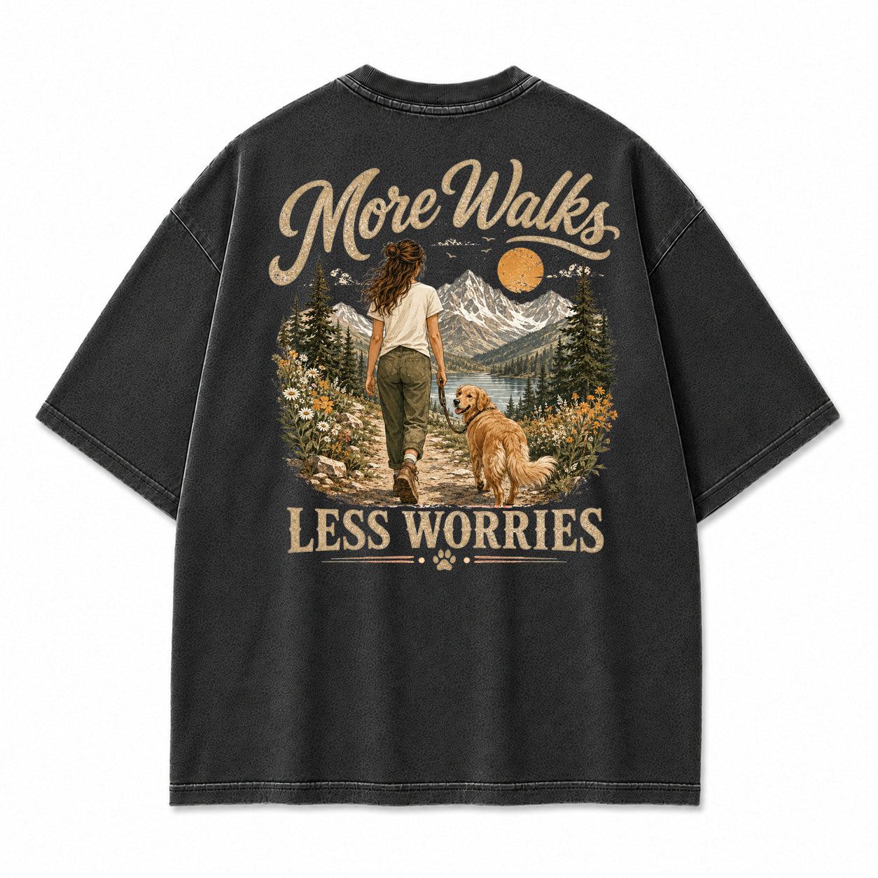 More Walks Less Worries Graphic T-Shirt