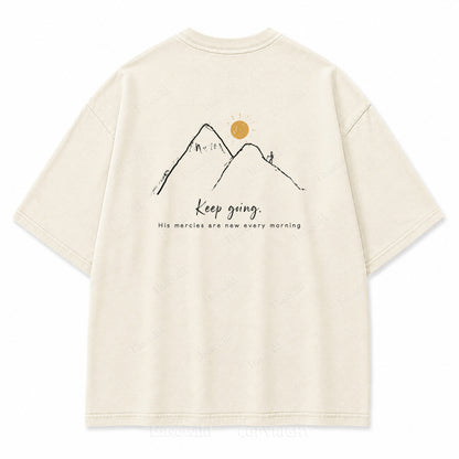 Keep Going Mountain Washed Back Print Tee