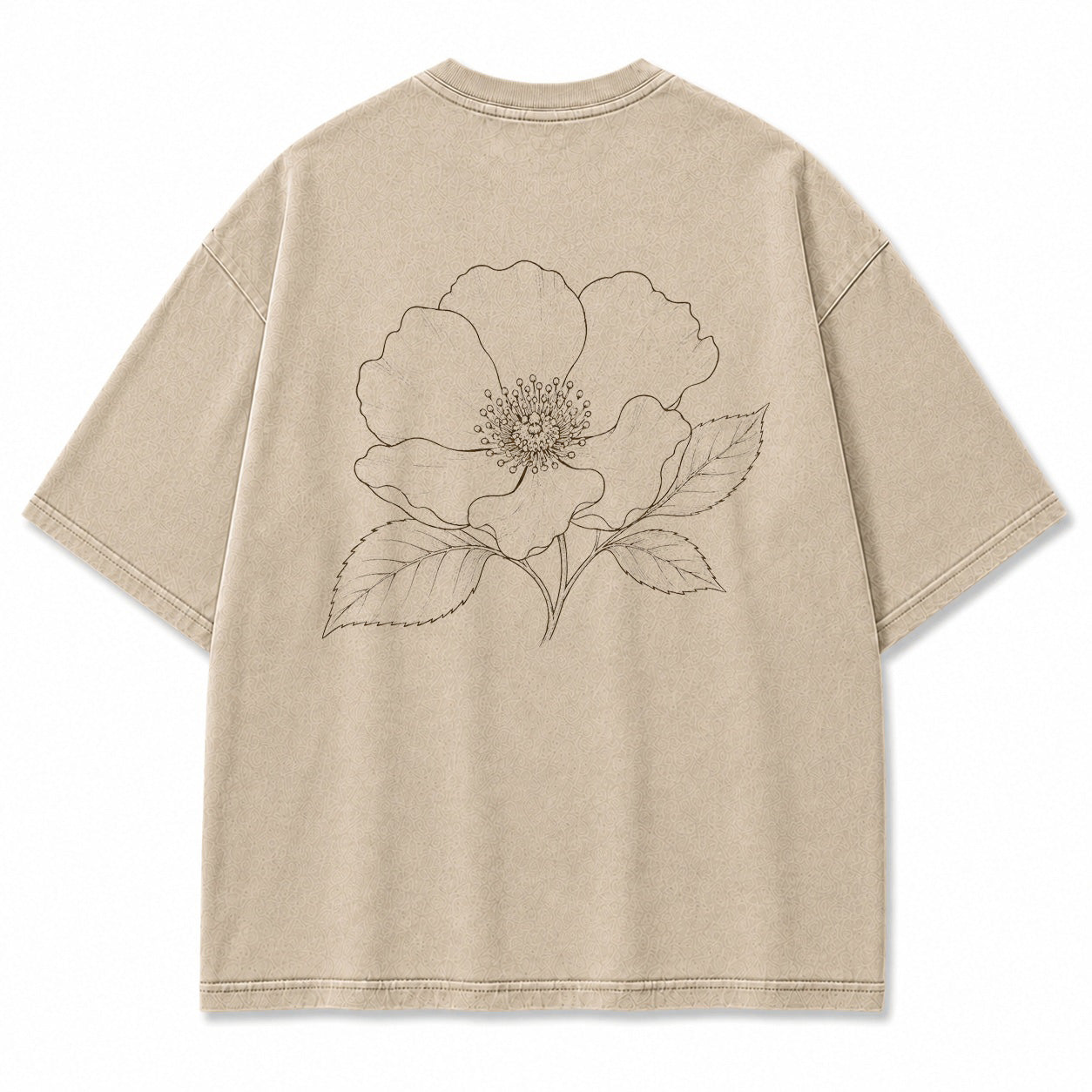 Blue Line Flower Graphic T-Shirt