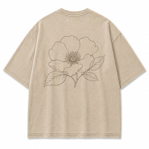 Blue Line Flower Graphic T-Shirt