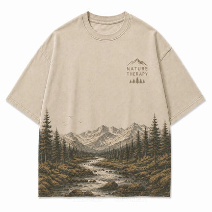 Natur-Therapie-T-Shirt mit Berggrafik