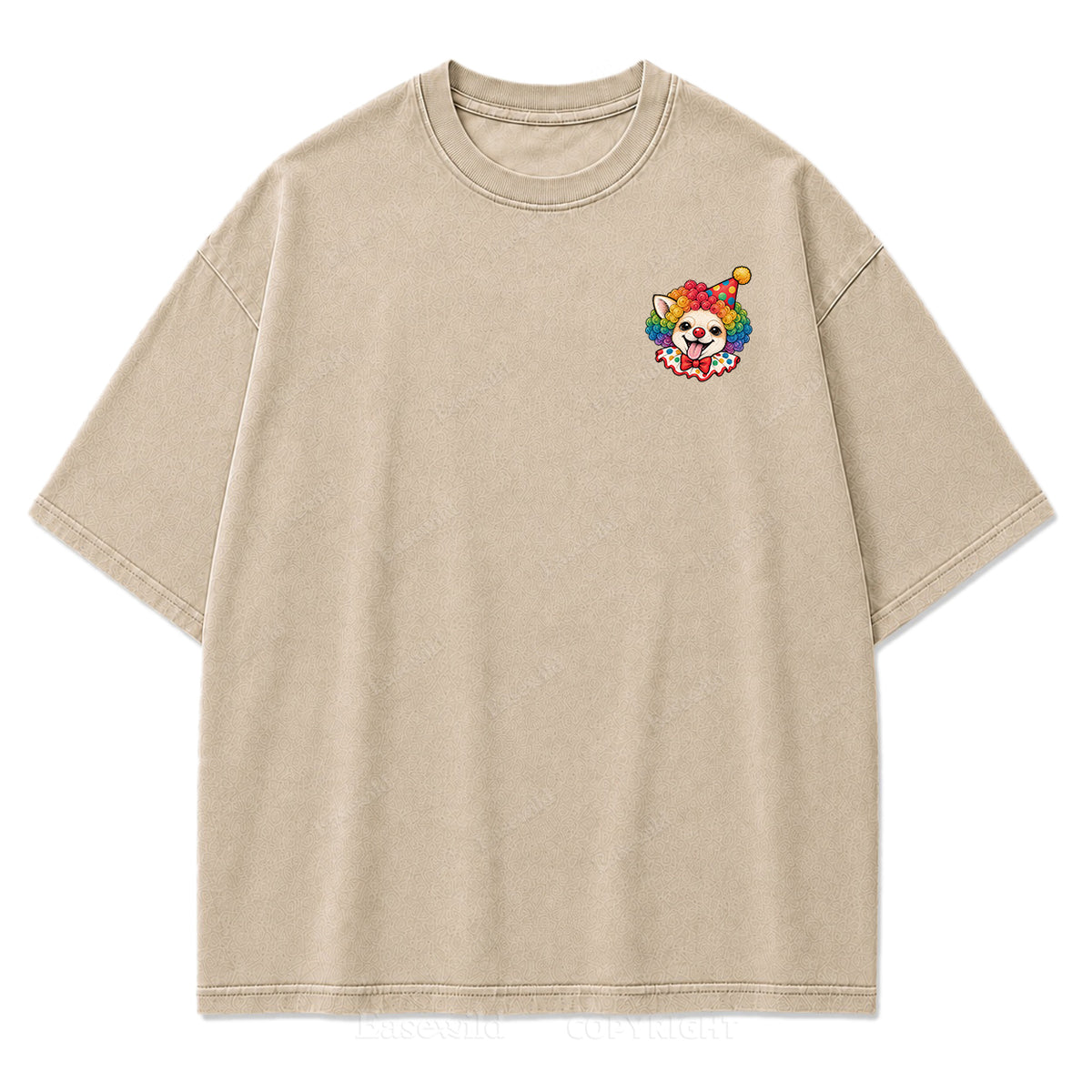 Spooky But Make It Cute Chihuahua Clown Washed Graphic T-Shirt