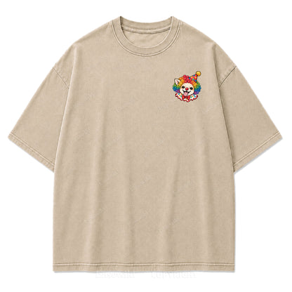 Spooky But Make It Cute Chihuahua Clown Washed Graphic T-Shirt