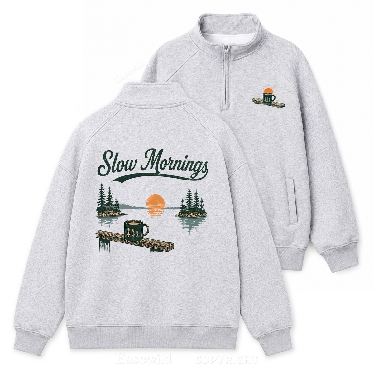 Slow Mornings Lakefront Zip Pullover Sweatshirt