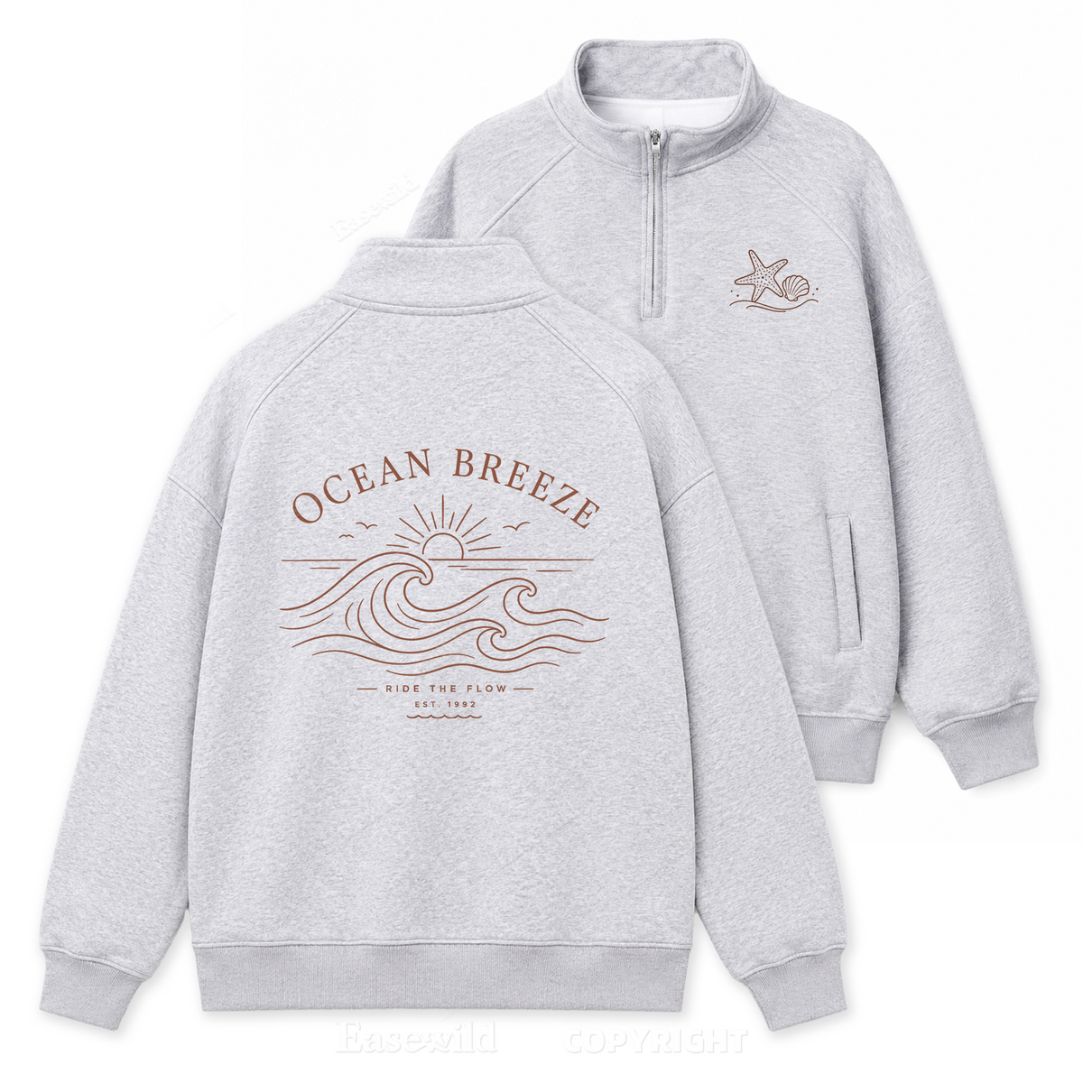 Ocean Breeze Shoreline Zip Pullover Sweatshirt