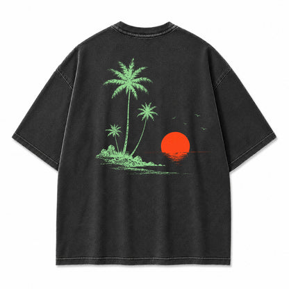 Sunset Shore Palm Island Graphic T-Shirt