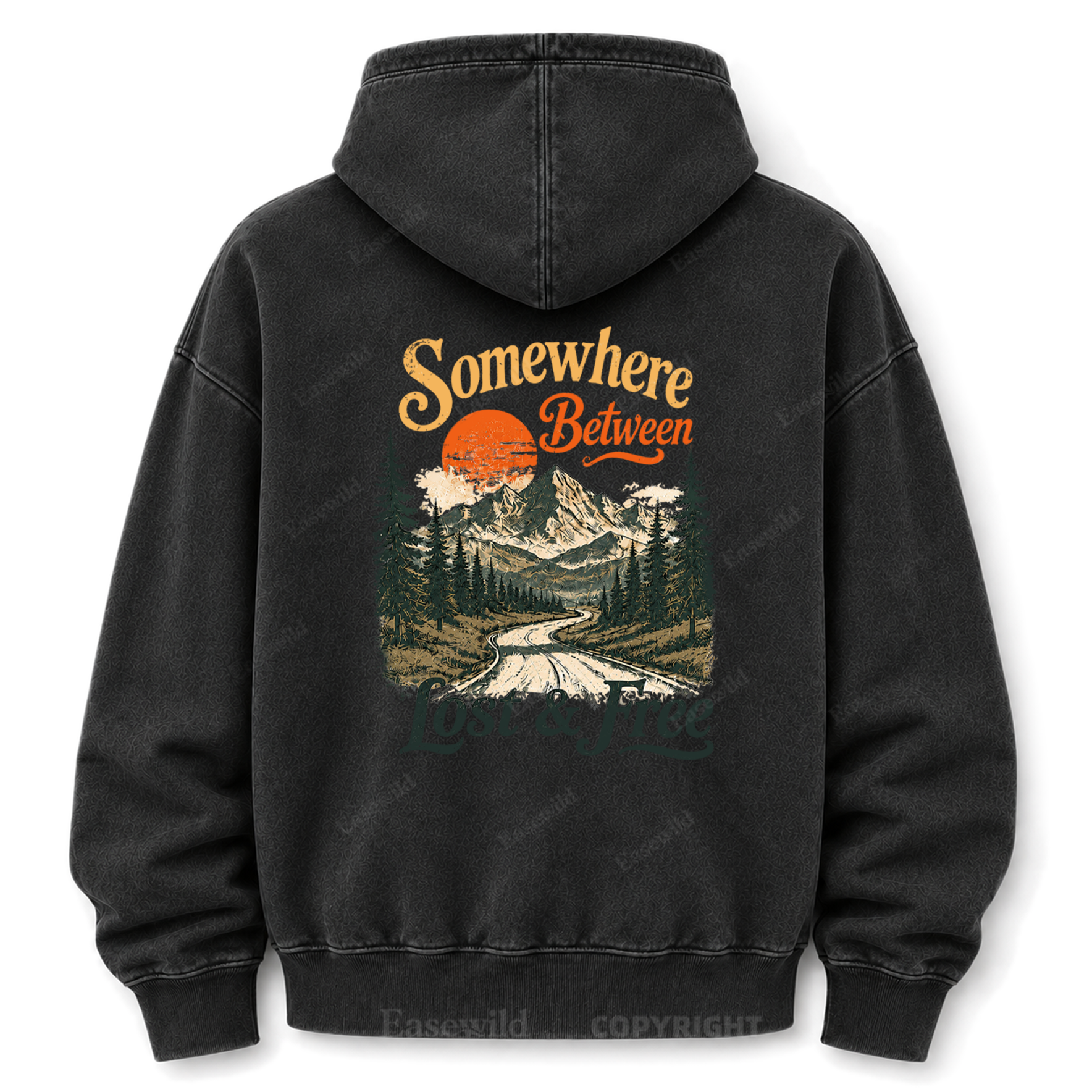 Somewhere Between Lost & Free Washed Graphic Hoodie