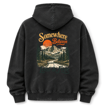 Somewhere Between Lost & Free Washed Graphic Hoodie