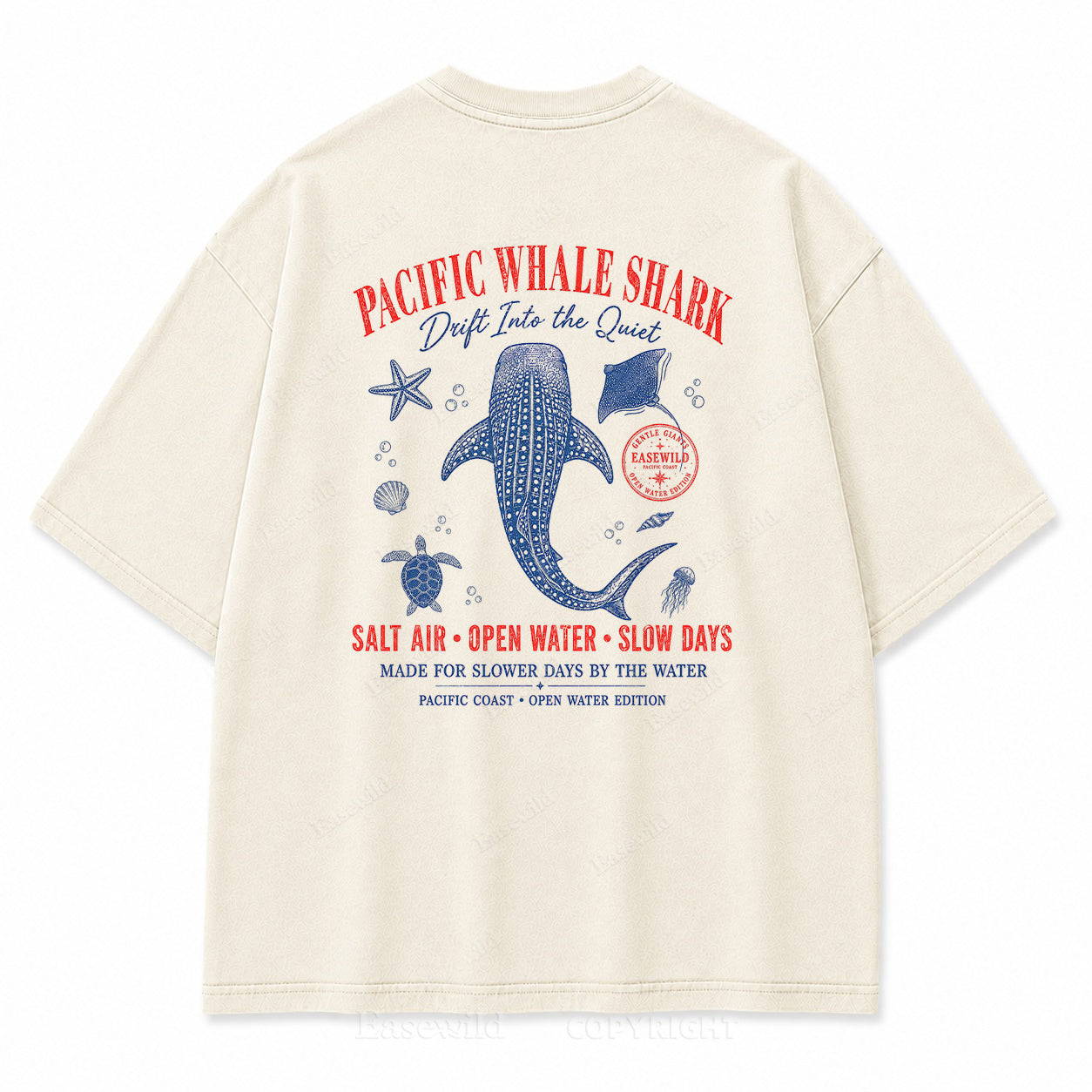 Pacific Whale Shark Washed Back Print Tee