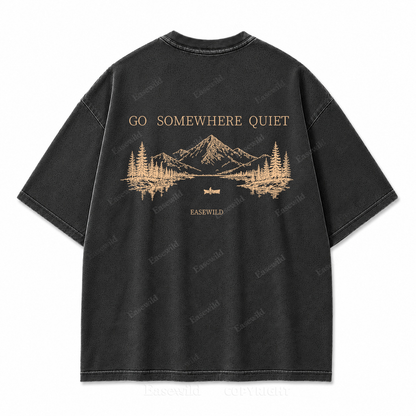 Go Somewhere Quiet Washed Back Print Tee
