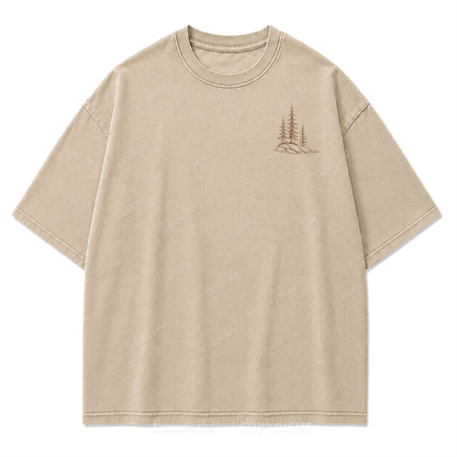 T-Shirt mit gewaschenem Druckmotiv „Ruhiger Alpensee“