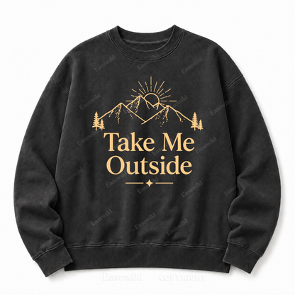 Take Me Outside Front Graphic Washed Crewneck