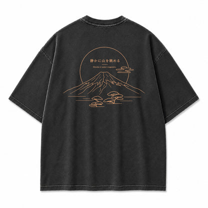 Minimal Mount Fuji Line Art Graphic T-Shirt