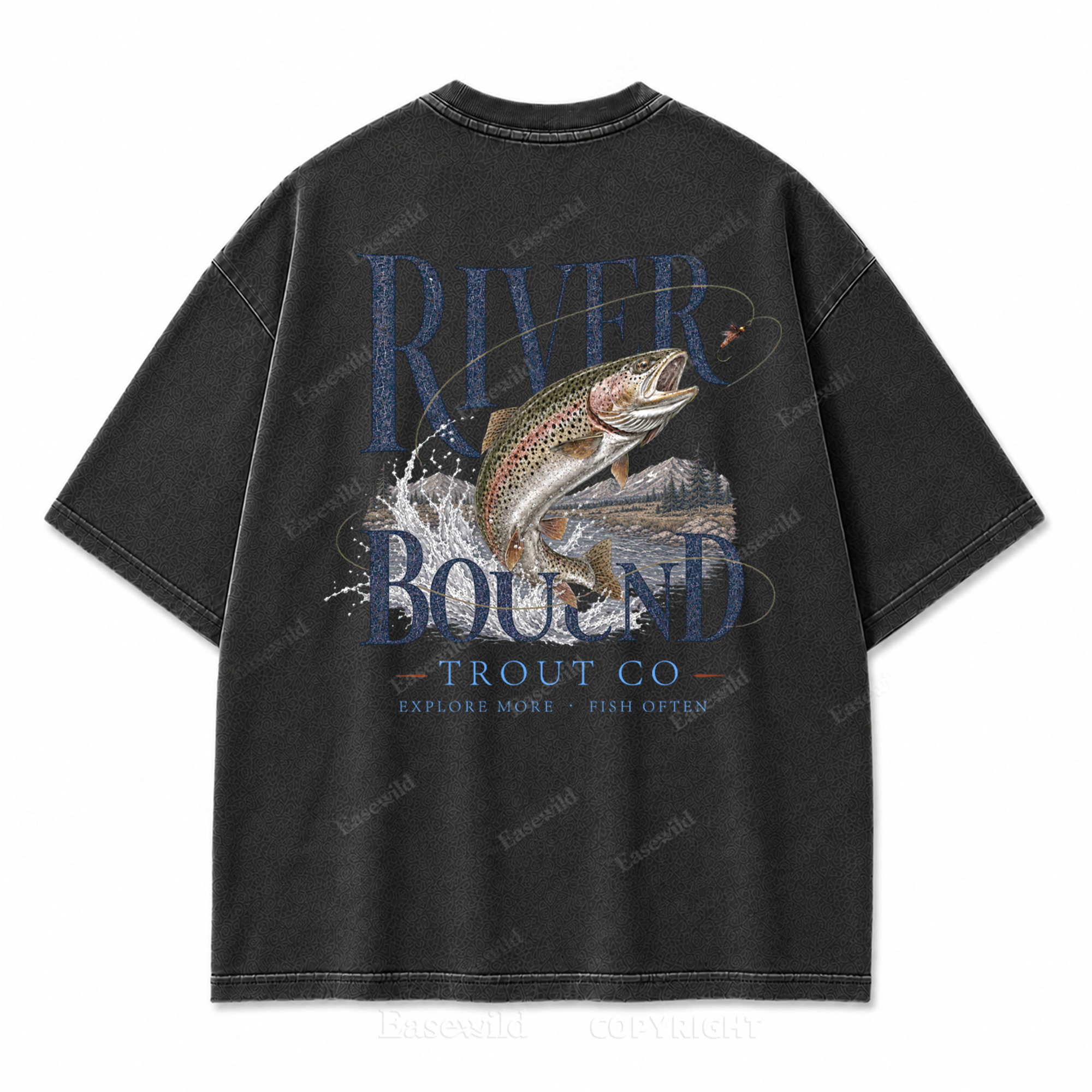 River Bound Trout Fishing Graphic T-Shirt