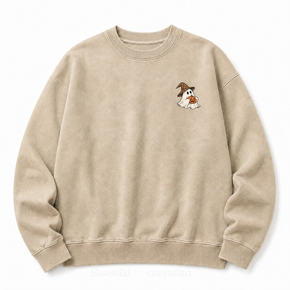Just Here For The Boos Halloween Ghost Washed Sweatshirt