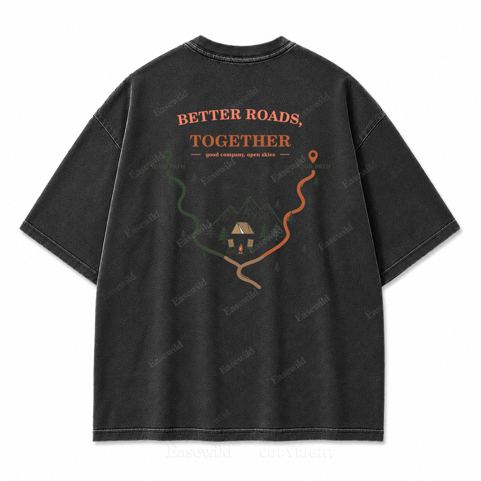 Better Roads Together Washed Back Print Tee