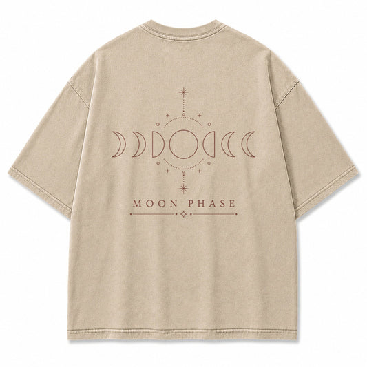 Moon Phase Minimal Washed Print Tee