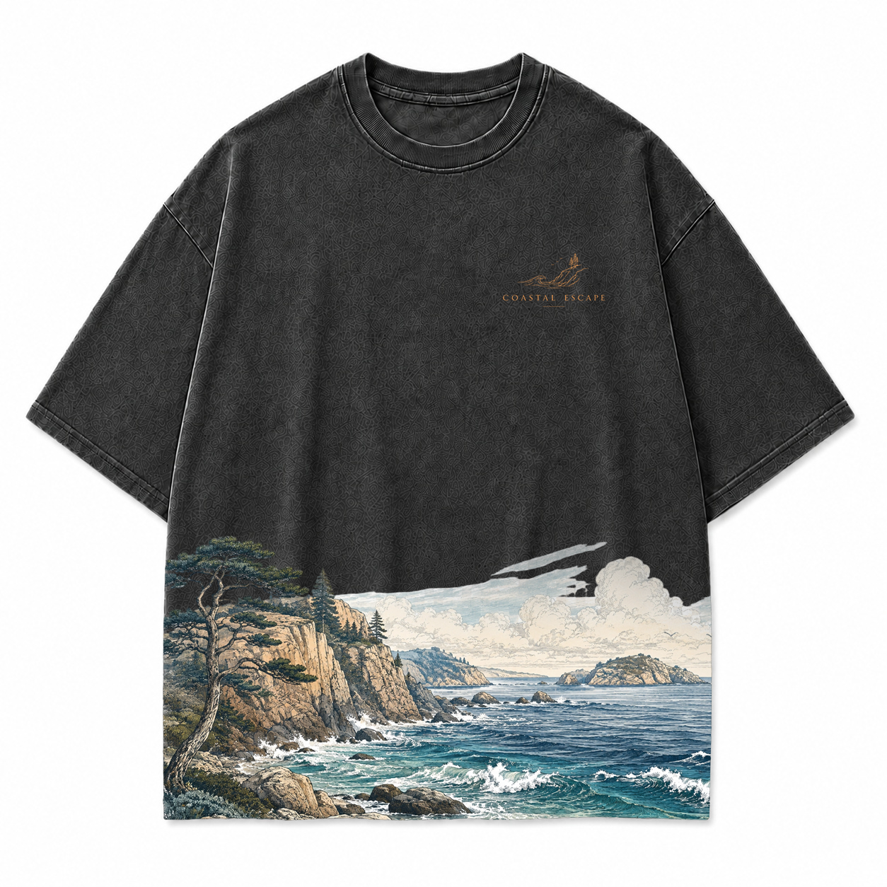 Pacific Bluff Coastal Landscape Graphic T-Shirt