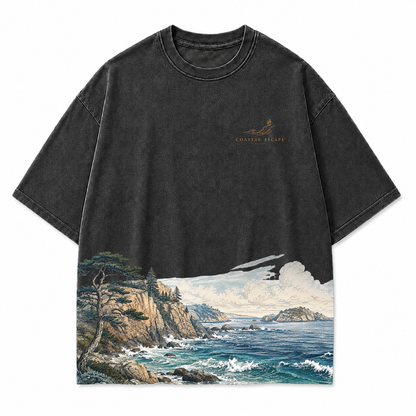 Pacific Bluff Coastal Landscape Graphic T-Shirt
