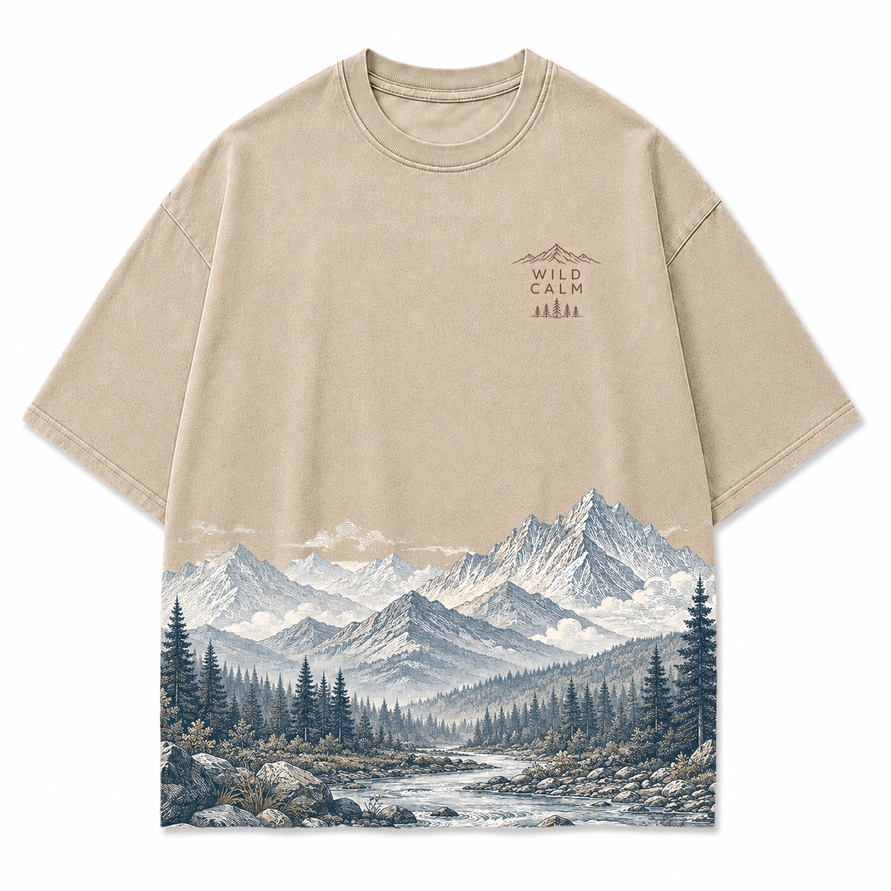 Wild Calm Mountain Landscape Scenic Hem Tee