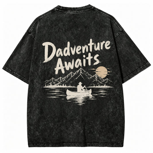 Dadventure Awaits Canoe Washed T-Shirt