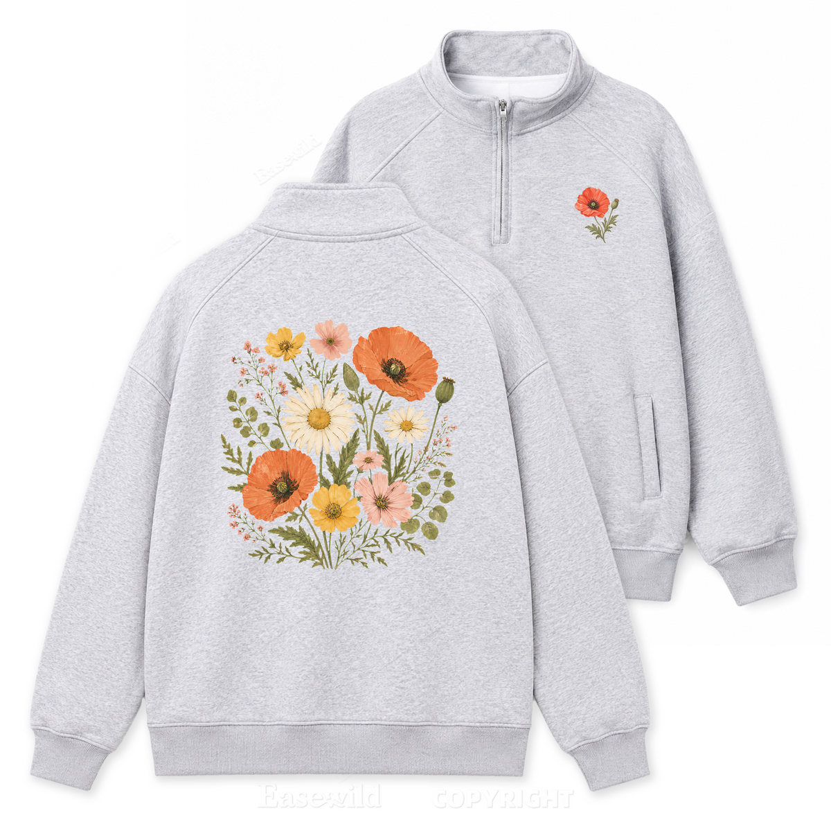 Wildflower Medley Zip Pullover Sweatshirt