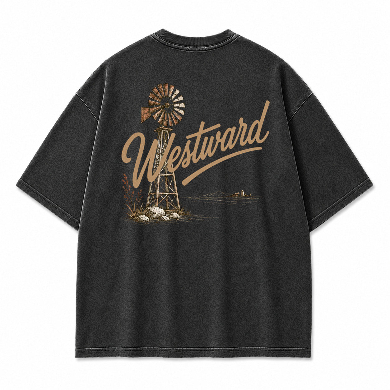 Westward Prairie Windmill Graphic T-Shirt
