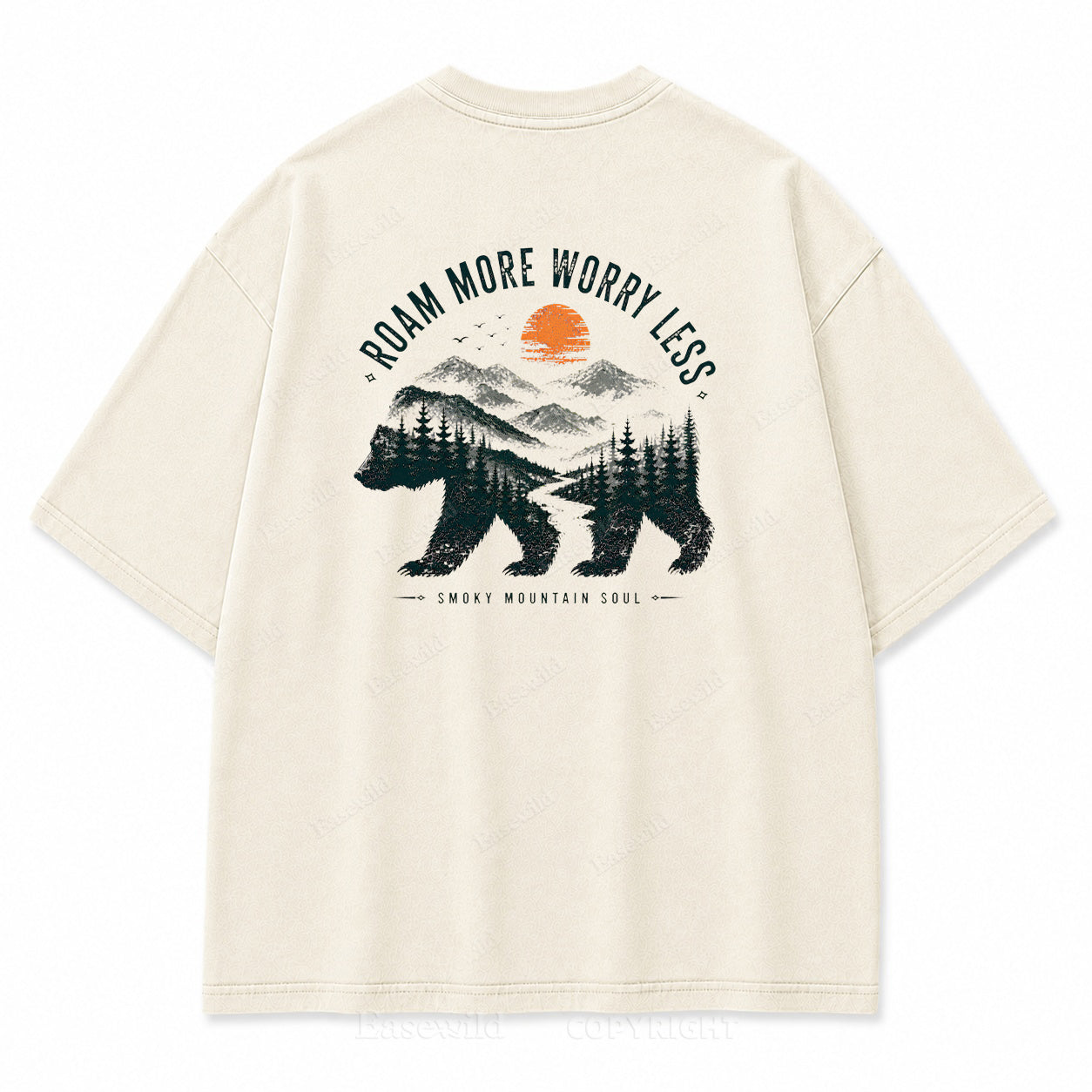 Roam More Worry Less Washed Back Print Tee