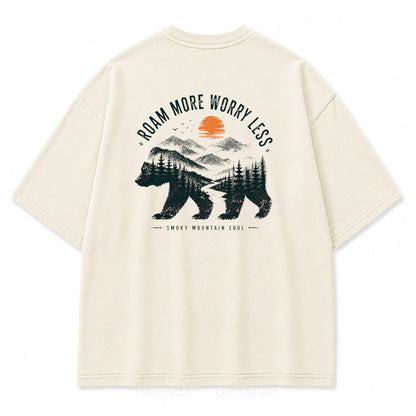 Roam More Worry Less Washed Back Print Tee